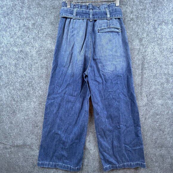 Hudson Jeans Womens 24 Wide Leg Paper Bag Belted Baggy Denim Trouser Dancehall - Picture 3 of 10